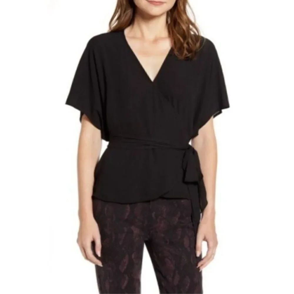 NEW Chelsea28 Black Wrap Top Women’s XS
